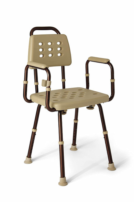 Medline Elements Shower Chair with Back and Arms, Great for Bath Tubs, Infused with Protection