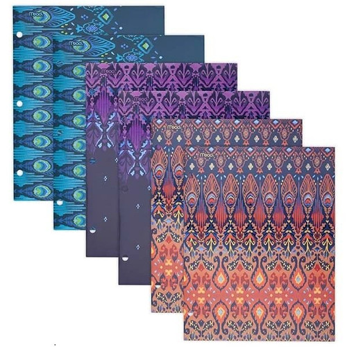 Mead Pretty Please 2-Pocket Paper Folders Lot of 6, Blue, Purple & Orange