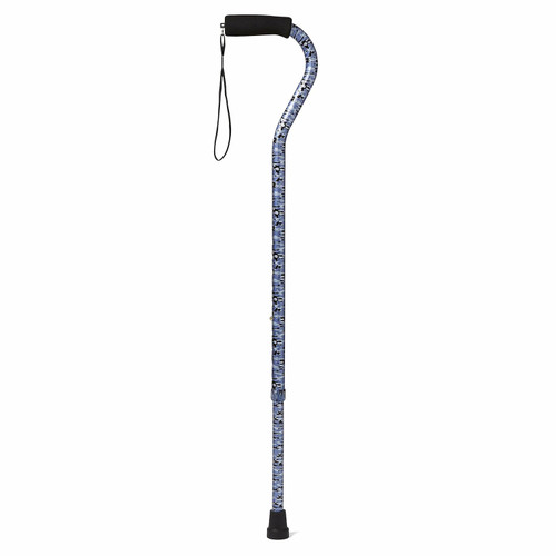 Medline Offset Handle Canes with Comfortable Foam Grip, Blue Camouflage, Lightweight Aluminum - Designed for Enhanced Mobility Support and Stability, 1 Count