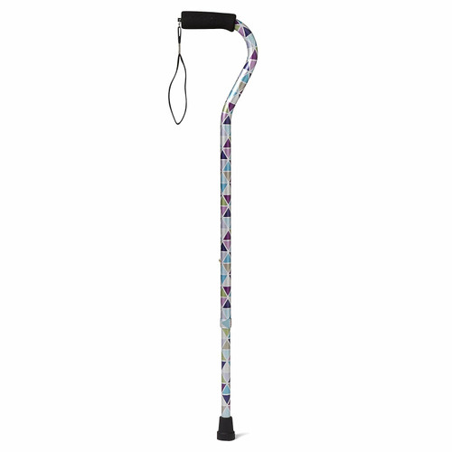 Medline Offset Handle Canes with Comfortable Foam Grip, Triangle Pattern, Lightweight Aluminum - Designed for Enhanced Mobility Support and Stability, 1 Count