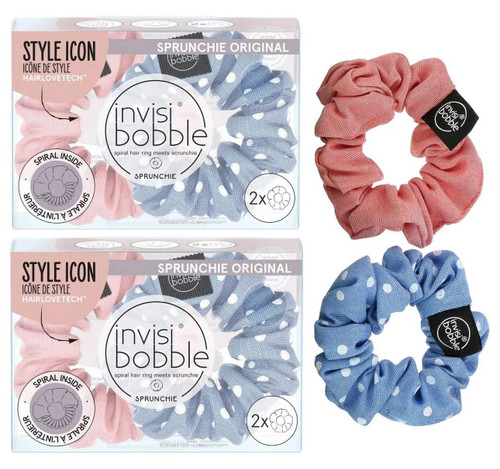 2 Pack Invisibobble Sprunchie Original Hair Rings 2-Pack Style Icon Pink Blue
