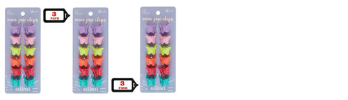 Scünci Effortless Beauty Mini Butterfly Jaw Clips 3-Pack - 36 Total Hair Clips