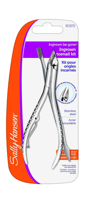Sally Hansen Beauty Tools, Ingrown Be Gone-Ingrown Toenail Nipper Kit, Pack of 1, Cuticle Nipper, Nail Nipper, Nail File, Cuticle Clipper, Straight Blade, Pointed End