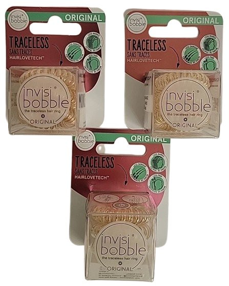 Invisibobble Original Traceless Hair Ring 3-Pack - Gold Spiral Ties