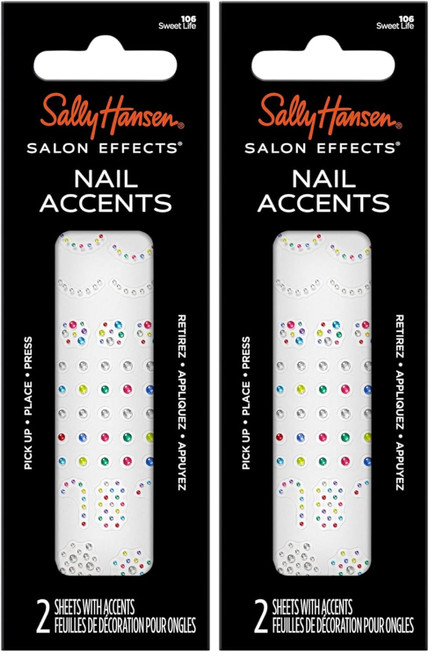 Sally Hansen Salon Effects Nail Accents, Sweet Life, Nail Art Decals, Easy to Use, No Commitment, Use On Nail Polish or Bare Nails, Mix and Match (Pack of 2)