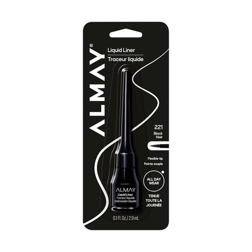 Almay Liquid Eyeliner, Waterproof, Fade-Proof Eye Makeup, Easy-to-Apply Liner Brush (Packaging May Vary), 221 Black