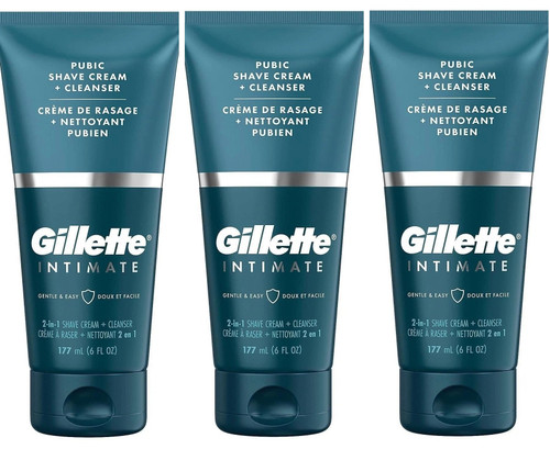 [3-Pack] Gillette Intimate 2-in-1 Pubic Shave Cream + Cleanser, 6 fl oz