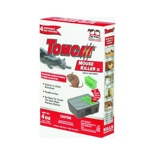 Tomcat Disposable Mouse Bait Station Tier 3 Bromethalin 4 / Pack Mouse