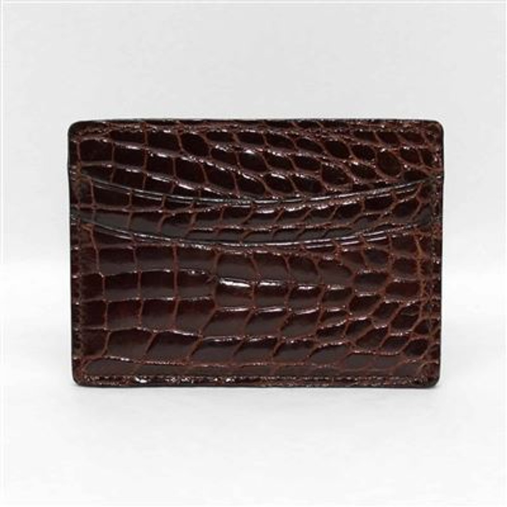 Genuine Alligator Card Case in Brown by Torino Leather Co.