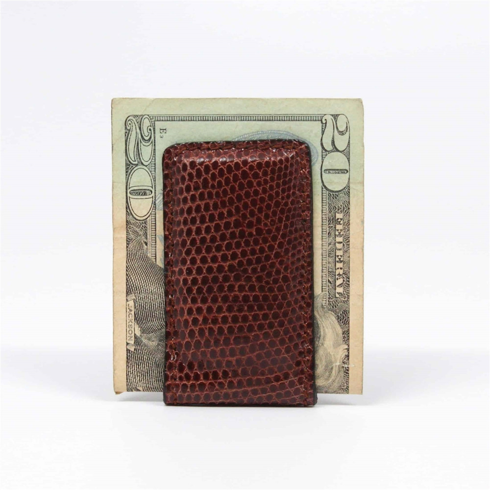 Lizard Magnetic Money Clip in Brown by Torino Leather Co.