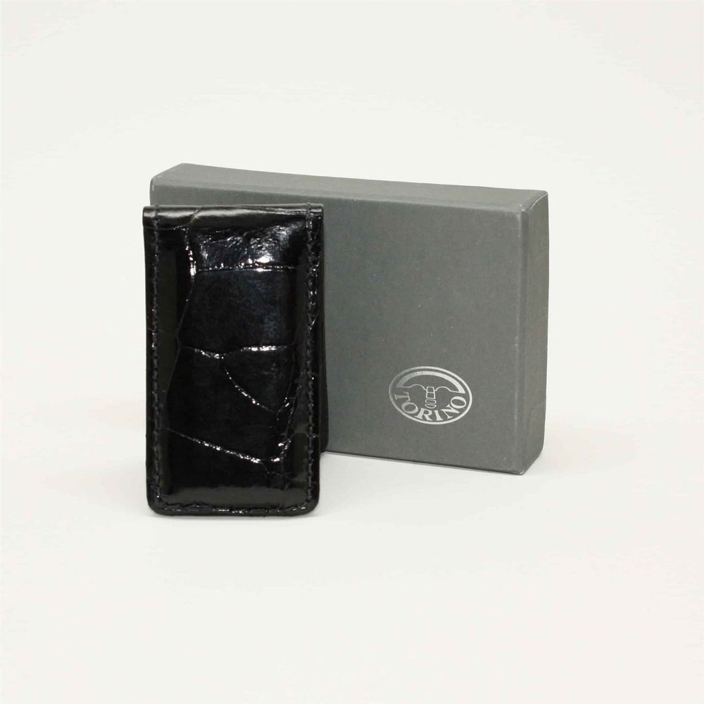 Alligator Magnetic Money Clip in Black  by Torino Leather Co.