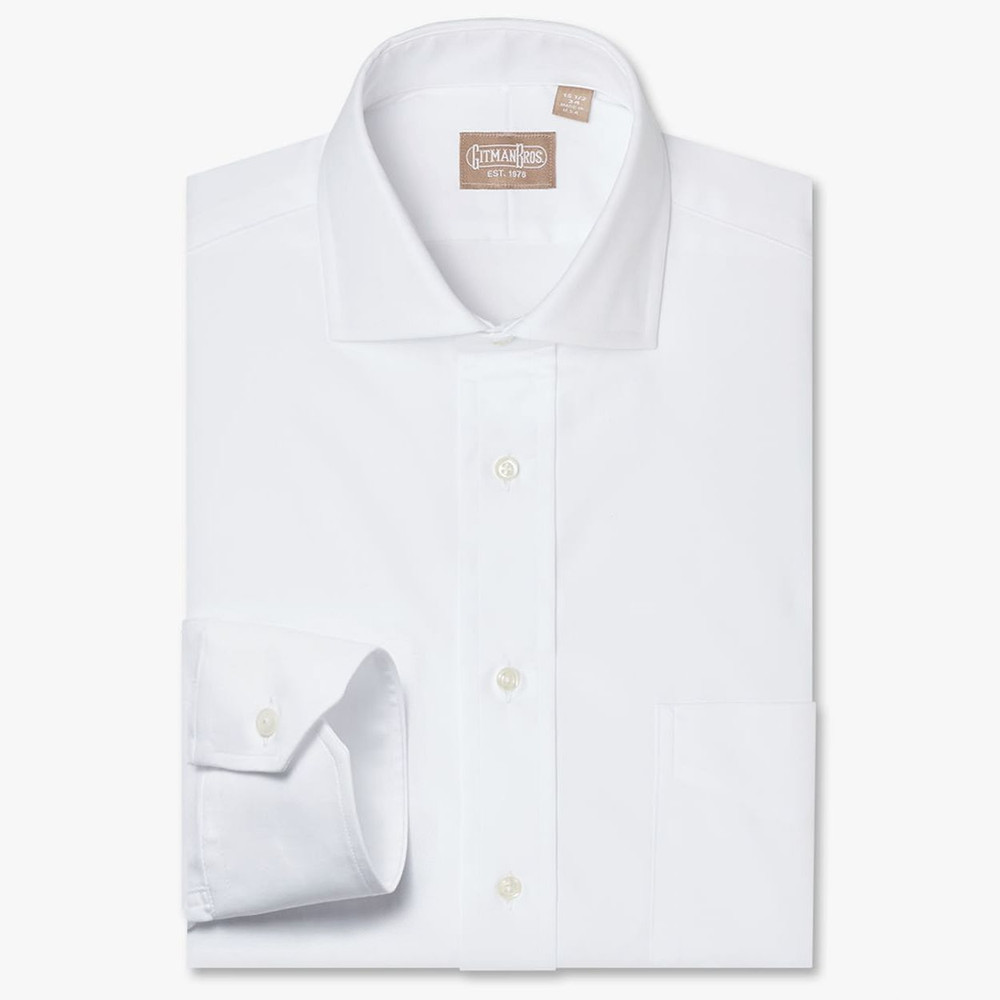 white wide collar shirt