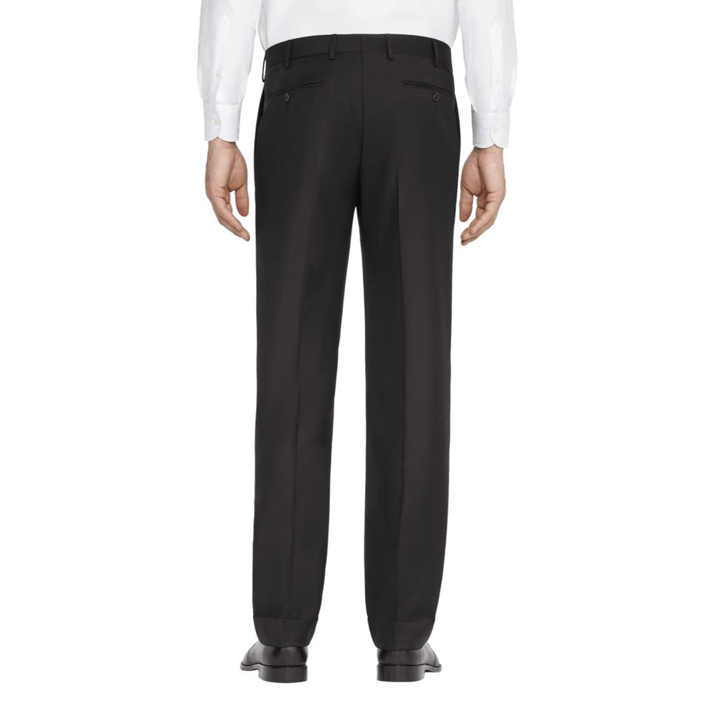 Todd' Flat Front Luxury 120's Wool Serge Pant in Black by Zanella