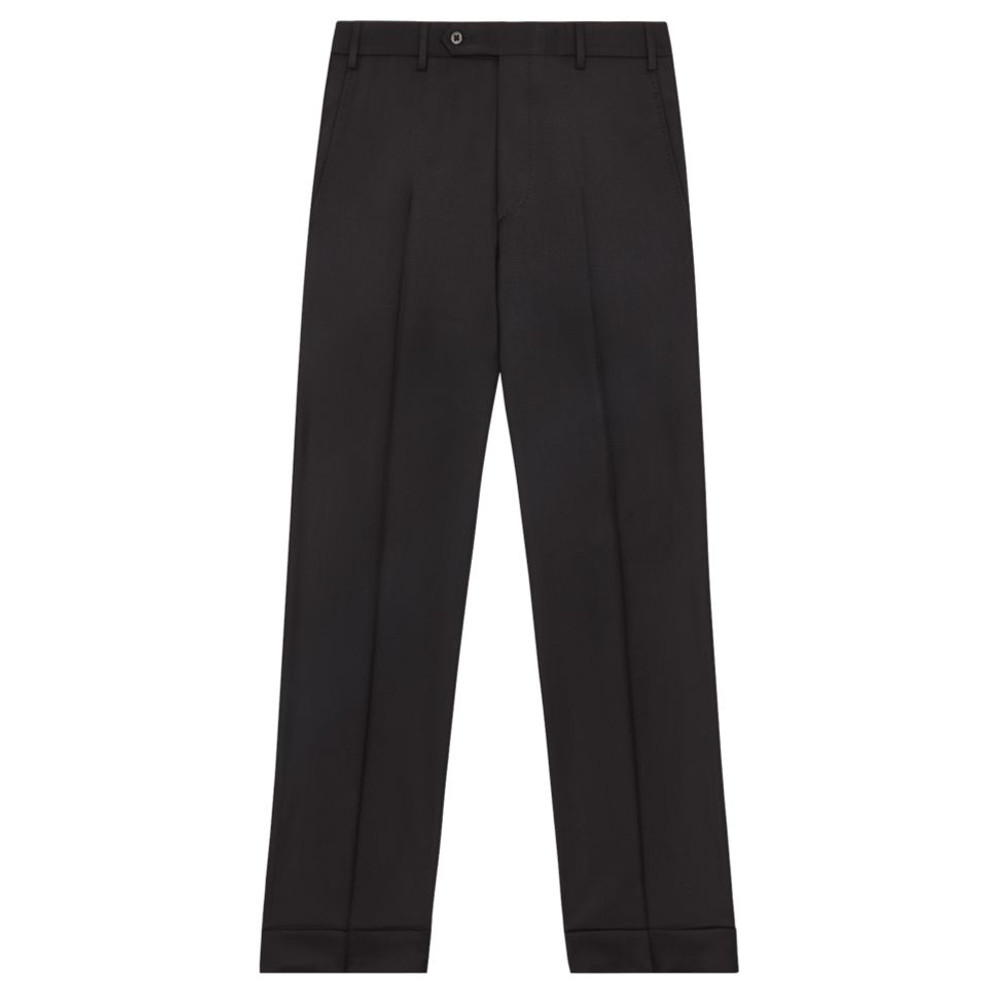 Todd' Flat Front Luxury 120's Wool Serge Pant in Black by Zanella