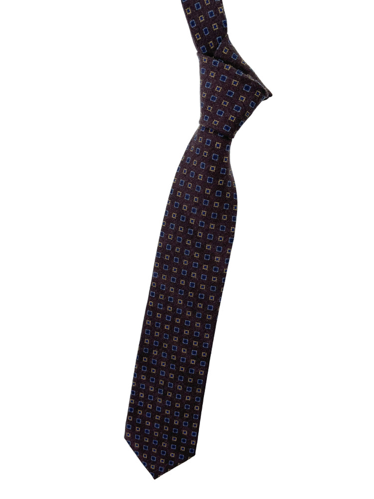 Best of Class Brown, Blue and Gold Geometric Woven Tie by Robert Talbott