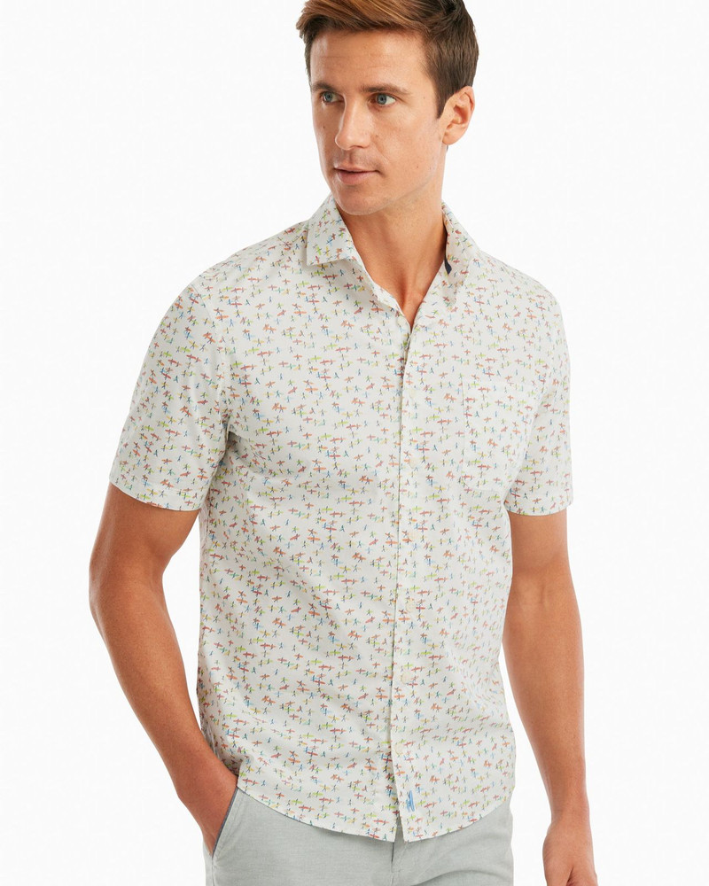 Stampede Printed Hangin' Out Short Sleeve Shirt in White by johnnie-O