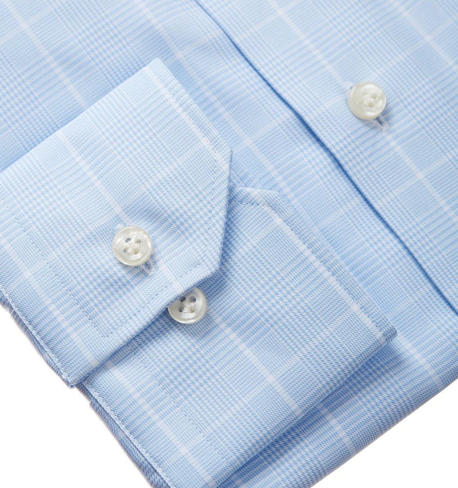 Fine Twill Modern Fit Dress Shirt with Cutaway Collar in Blue Check by  Emanuel Berg - Hansen's Clothing