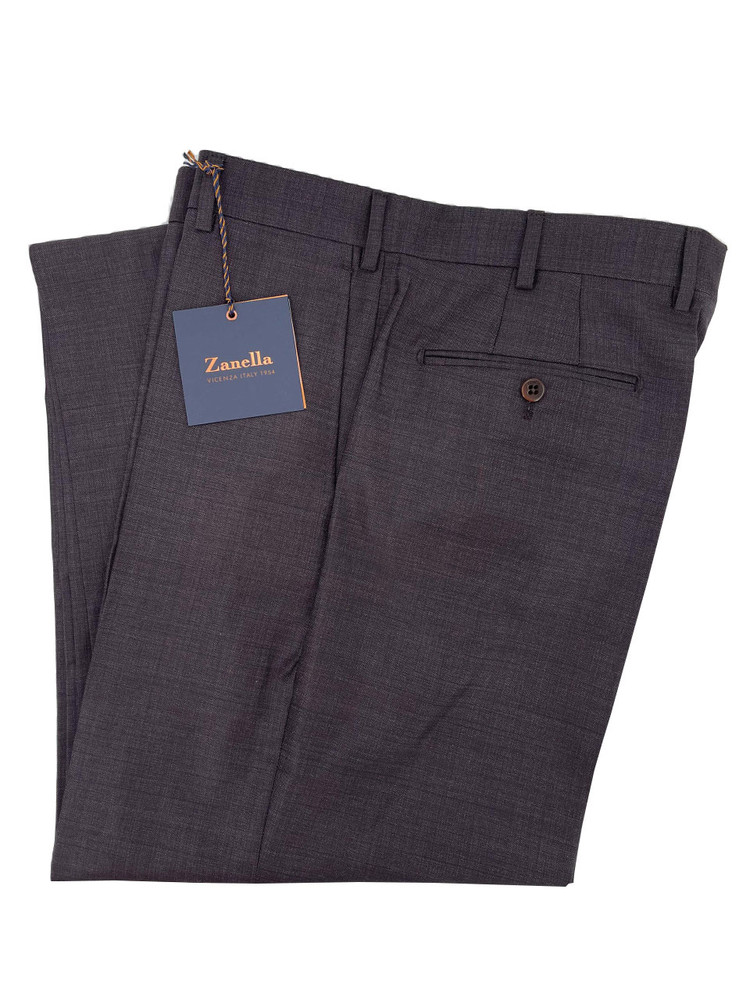 Todd Flat Front Luxury 120's Wool Serge Pant in Dark Brown by Zanella