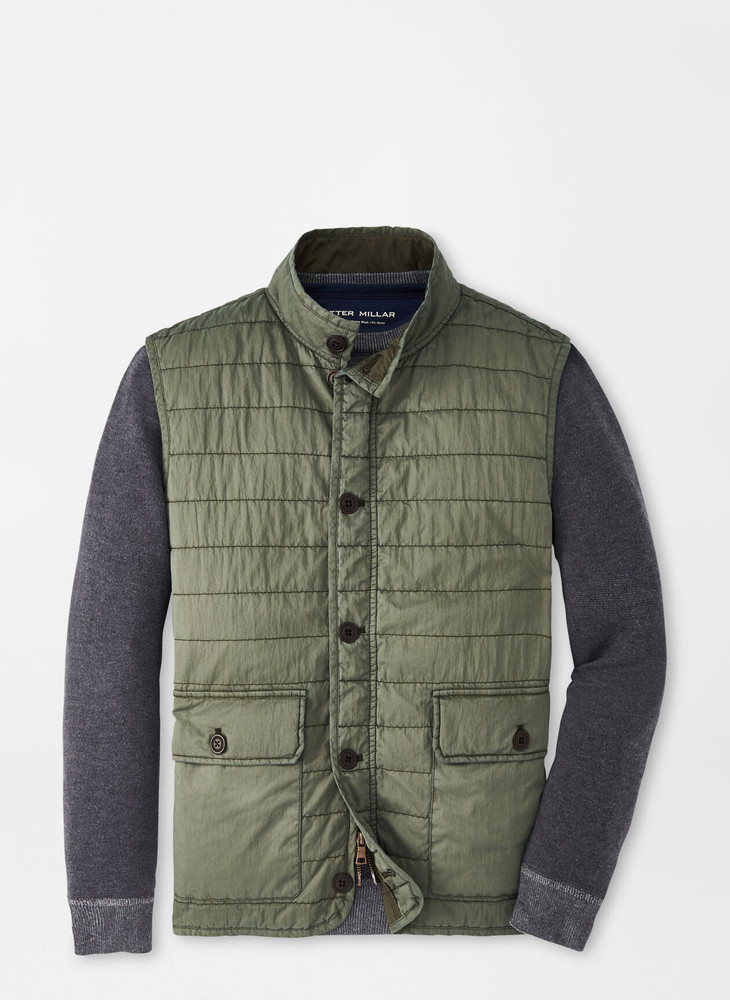 Greenwich Garment Dyed Vest in Olive Branch by Peter Millar