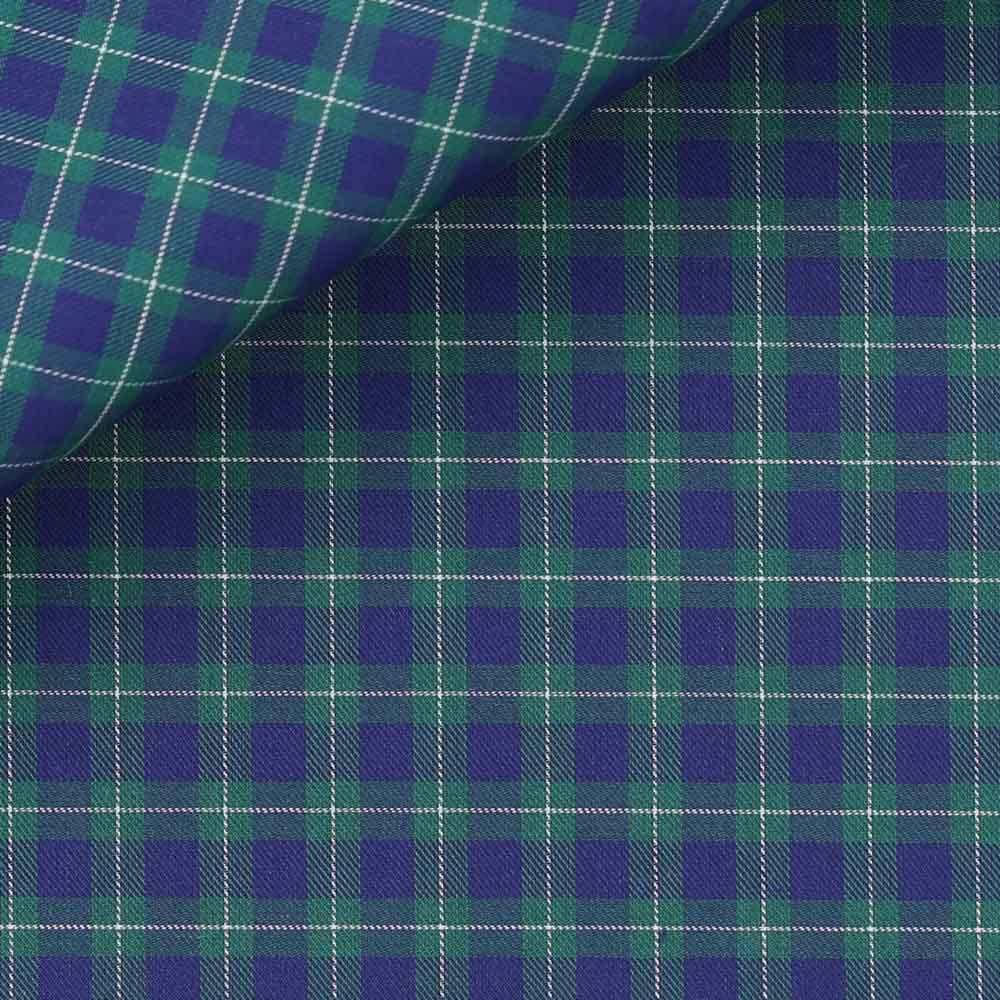 Green and Navy Check 60s Single Ply Twill 1818 Custom Dress Shirt