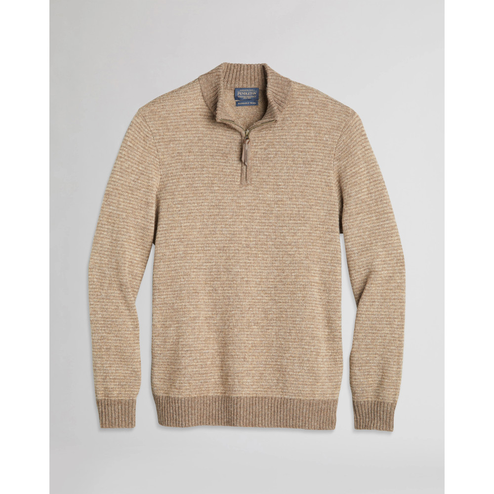 Shetland Half Zip Sweater In Coyote Tan By Pendleton Hansens Clothing