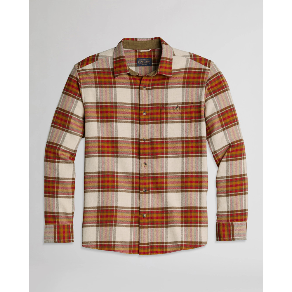 Freemont Double Brushed Flannel Shirt in Cream, Red and Brown Plaid by ...