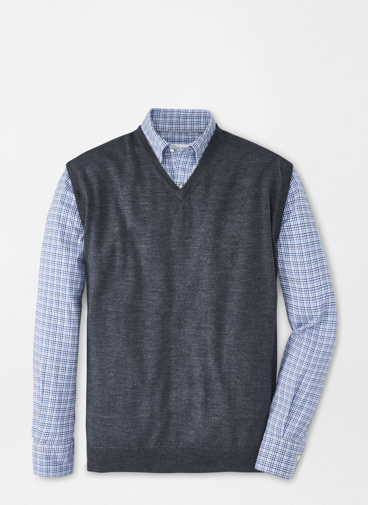 Autumn Crest V-Neck Vest in Charcoal by Peter Millar