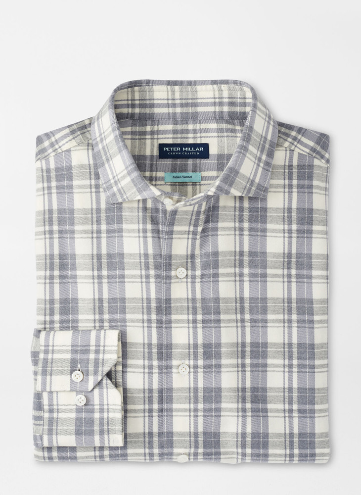 Calcolo Italian Flannel Sport Shirt in Gale Grey by Peter Millar ...