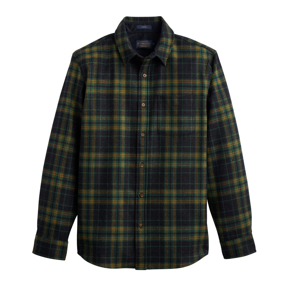 Cotton Flannel Shirt - Green/black plaid - Men