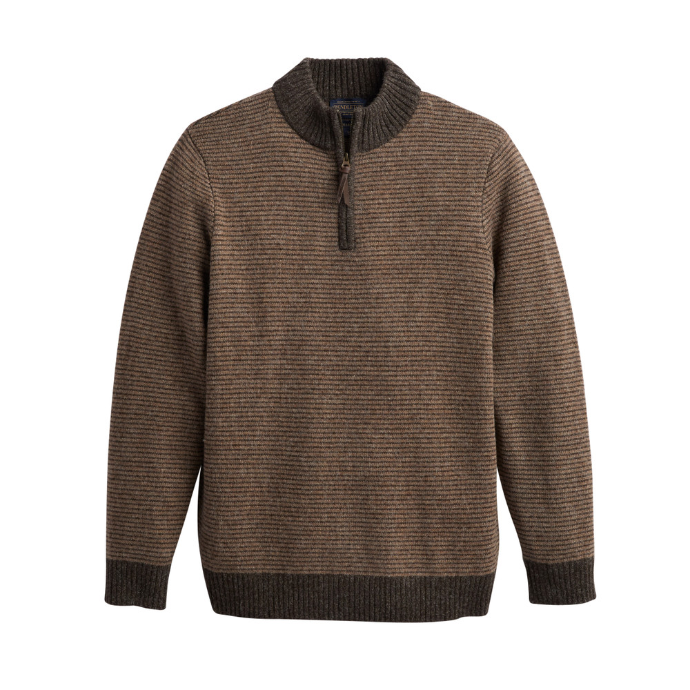 Shetland Half Zip Sweater In Mahogany And Taupe By Pendleton Hansens