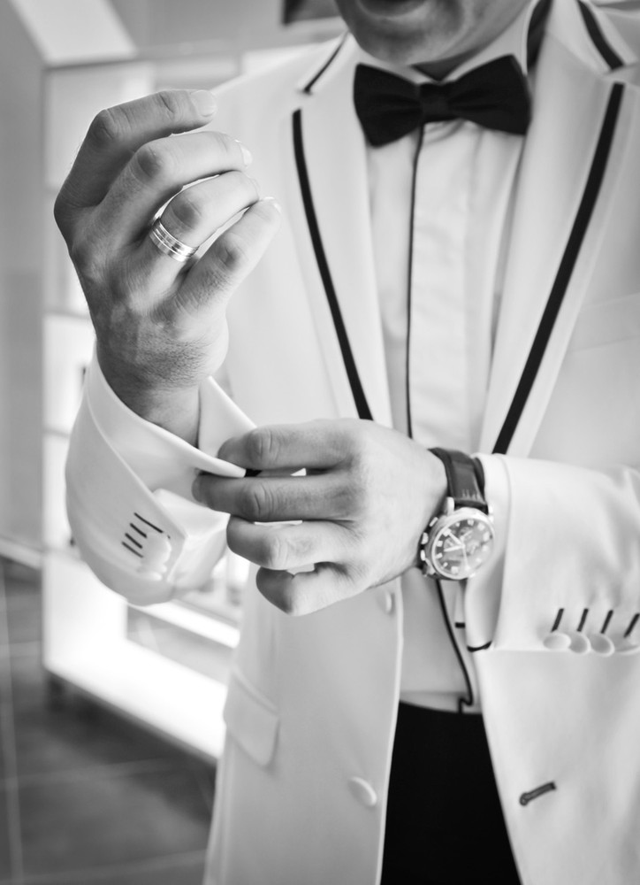 Wearing a white shirt, a black tie, gray pants, a - stock photo 4083009 |  Crushpixel