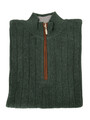 Royal Alpaca Link Stitch 1/2 Zip Mock Ribbed Sweater in Hunter Green Heather by Peru Unlimited