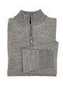 Royal Alpaca Diagonal Jacquard 1/2 Zip Mock Sweater in Silver Grey Heather/Light Grey Heather by Peru Unlimited