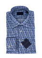 Luxury Italian Yarn-Dyed Over-Print Sport Shirt in Lagoon by Calder Carmel