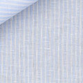 Sky Blue Stripe Plain Weave 31s Single Ply Golden Linen Custom Dress Shirt by Hansen 1902