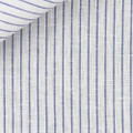 Navy Chalk Stripe Plain Weave 31s Single Ply Golden Linen Custom Dress Shirt by Hansen 1902