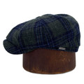 Vintage Flannel Check Newsboy Classic Cap in Dark Green by Wigens