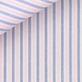Navy and Pink Medium Stripe 120s 2-Ply Portland Poplin Custom Dress Shirt by Hansen 1902