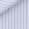 White with Navy and Light Blue Stripe 100s 2-Ply Regent Custom Dress Shirt by Hansen 1902
