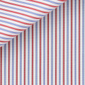 Light Blue and Red Candy Stripe 100s 2-Ply Silver Poplin Custom Dress Shirt by Hansen 1902