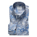 Summer Textured Hybrid Modern Fit Sport Shirt with Spread Collar in Blue by Emanuel Berg