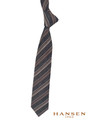 Luxury Brown and Grey Stripe Woven Silk Linen Tie by Hansen 1902