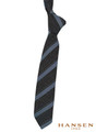 Luxury Grey and Light Blue Stripe Woven Silk Linen Wool Grenadine Tie by Hansen 1902