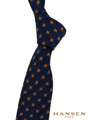 Luxury Navy with Orange Medallions Woven Silk Linen and Cotton Tie by Hansen 1902