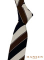 Luxury Navy, Brown and Cream Stripe Woven Silk Cotton Tie by Hansen 1902