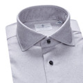 4Flex Jersey Cotton Modern Fit Stretch Knit Shirt with Spread Collar in Light Grey Solid by Emanuel Berg.