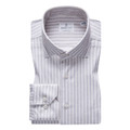 4Flex Jersey Cotton Modern Fit Stretch Knit Shirt with Spread Collar in Light Grey Stripe by Emanuel Berg