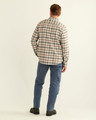 Burnside Double-Brushed Flannel Shirt in Birch, Grey and Red Plaid by Pendleton