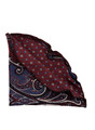 Luxury Blue and Red Paisley Woven Silk Round Hanky By Hansen 1902