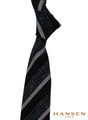 Luxury Grey, Navy and Brown Stripe Woven Silk and Wool Tie by Hansen 1902